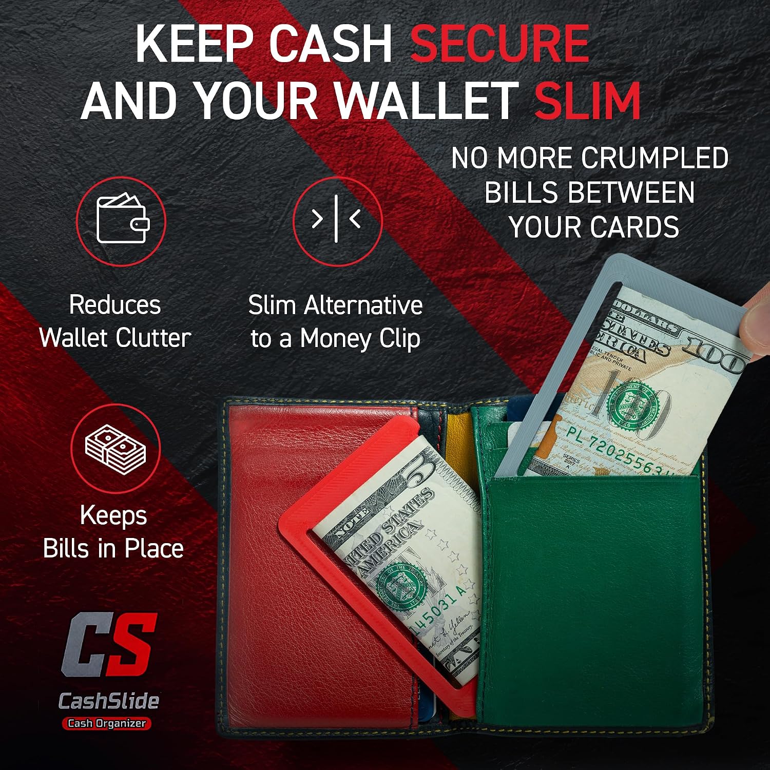 Slim Cash Organizer - Minimalist Wallet Insert for Men & Women, Holds 10 Bills - Compact Money Holder, EDC Money Clip Alternative for Wallets & Card Holder (Olive Green and Pink) image 3