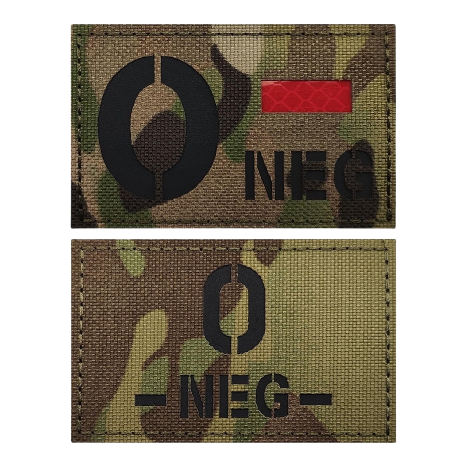 Blood Type Patch A- B- AB- O- NEG Camouflage Infrared Reflective Badge Tactical Morale Patch for Backpack Uniform -O-