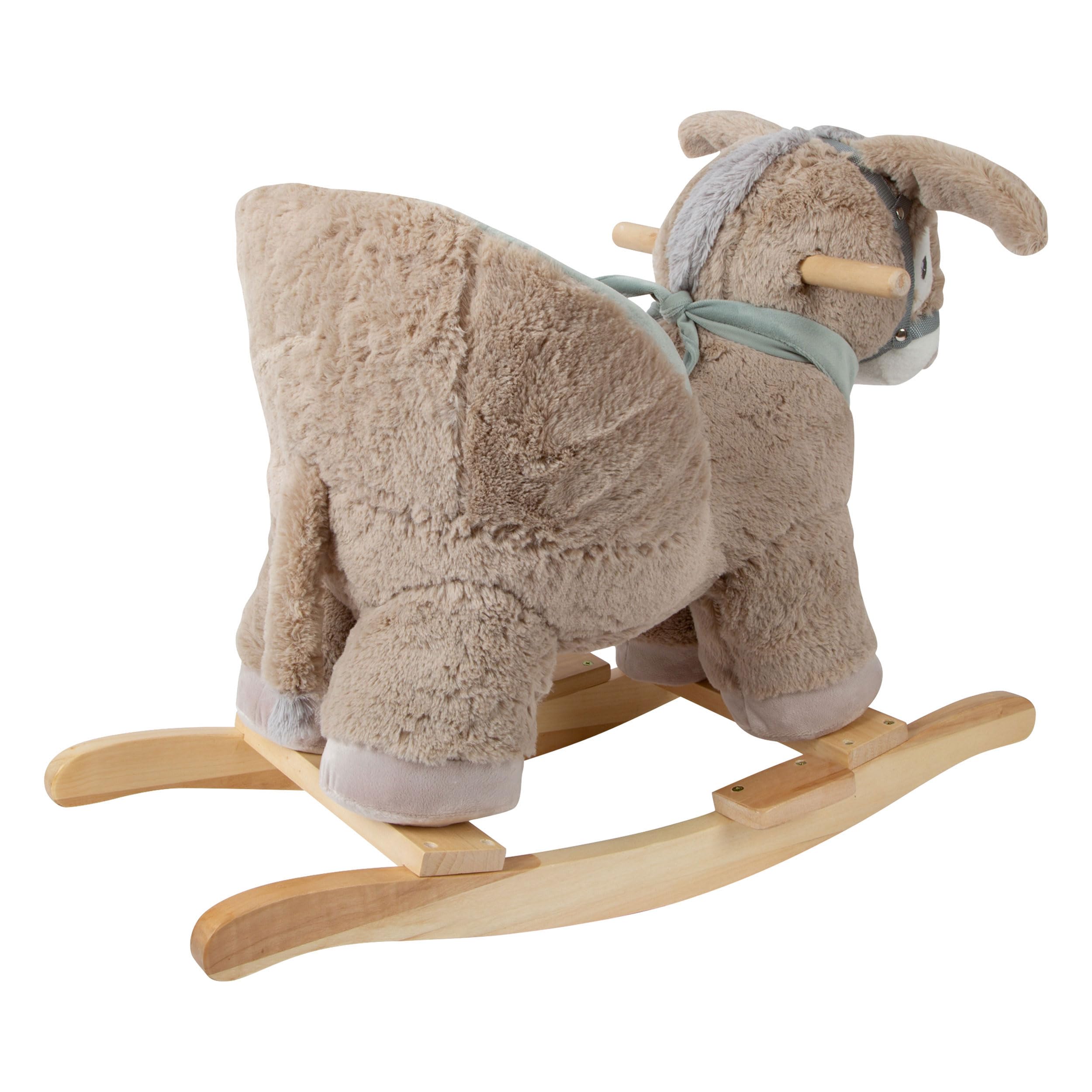 small foot 12210 Asino a Dondolo con Sedile, impugnature e Cavezza, in Peluche e Legno, a Partire dai 12 Mesi
