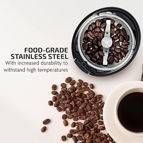 Vista 27 de Ovente CG225 Molinillo eléctrico con cuchillas de acero inoxidable para granos de café, especias, nueces, cereales, Granate
