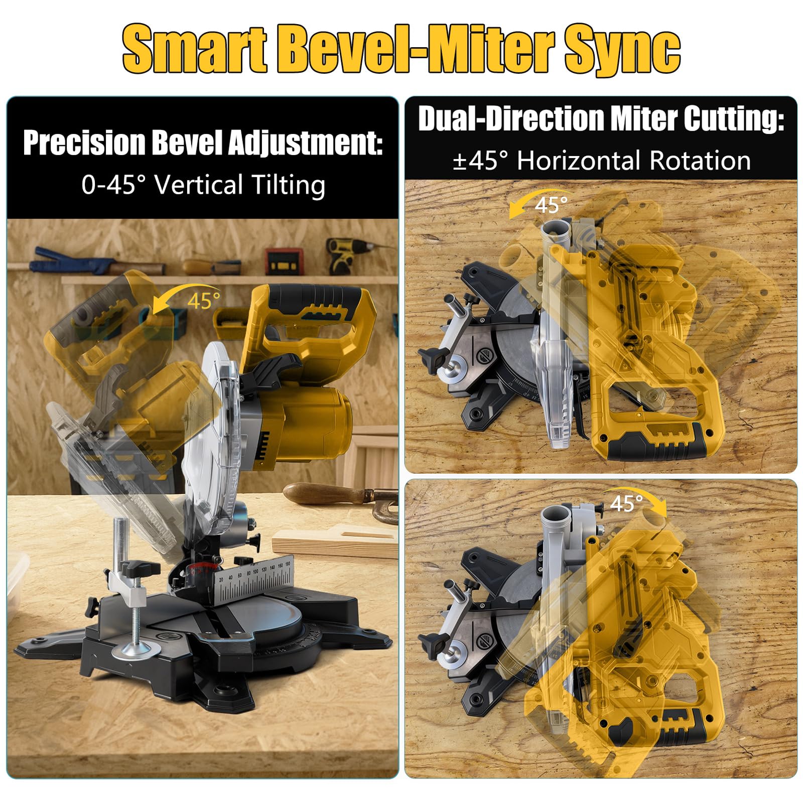 Roadtime Sierras ingletadoras para DeWalt 20V baterías(sin batería),Tronzadora e ingletadora hoja de sierra Ø 210 mm,cabeza de sierra inclinable 0–45°,Para Madera PVC Aluminio Metales Blandos