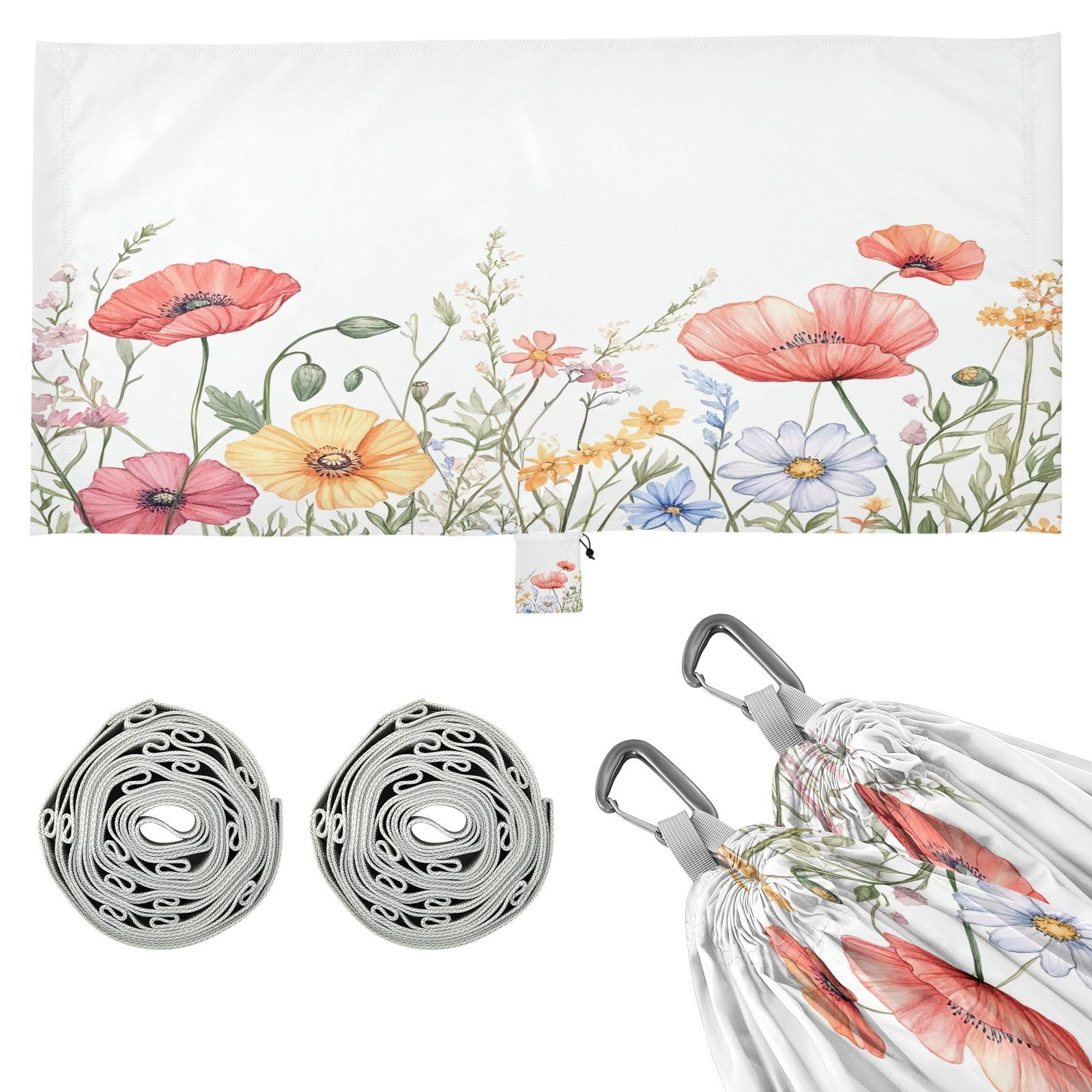 ATTX Spring Beautiful Wildflowers Camping Hammock - Lightweight & Portable Hammocks, Heavy Duty 330lbs Capacity for Indoor, Hiking, Backpacking, Travel, Backyard, Beach#74