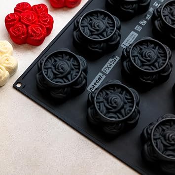 Pavoni PX4397 Cedric Grolet Pavoflex Silicone Mold with 12 Bouquet de Roses Cavities 3.15 Inch Diameter x 1.38 Inch High