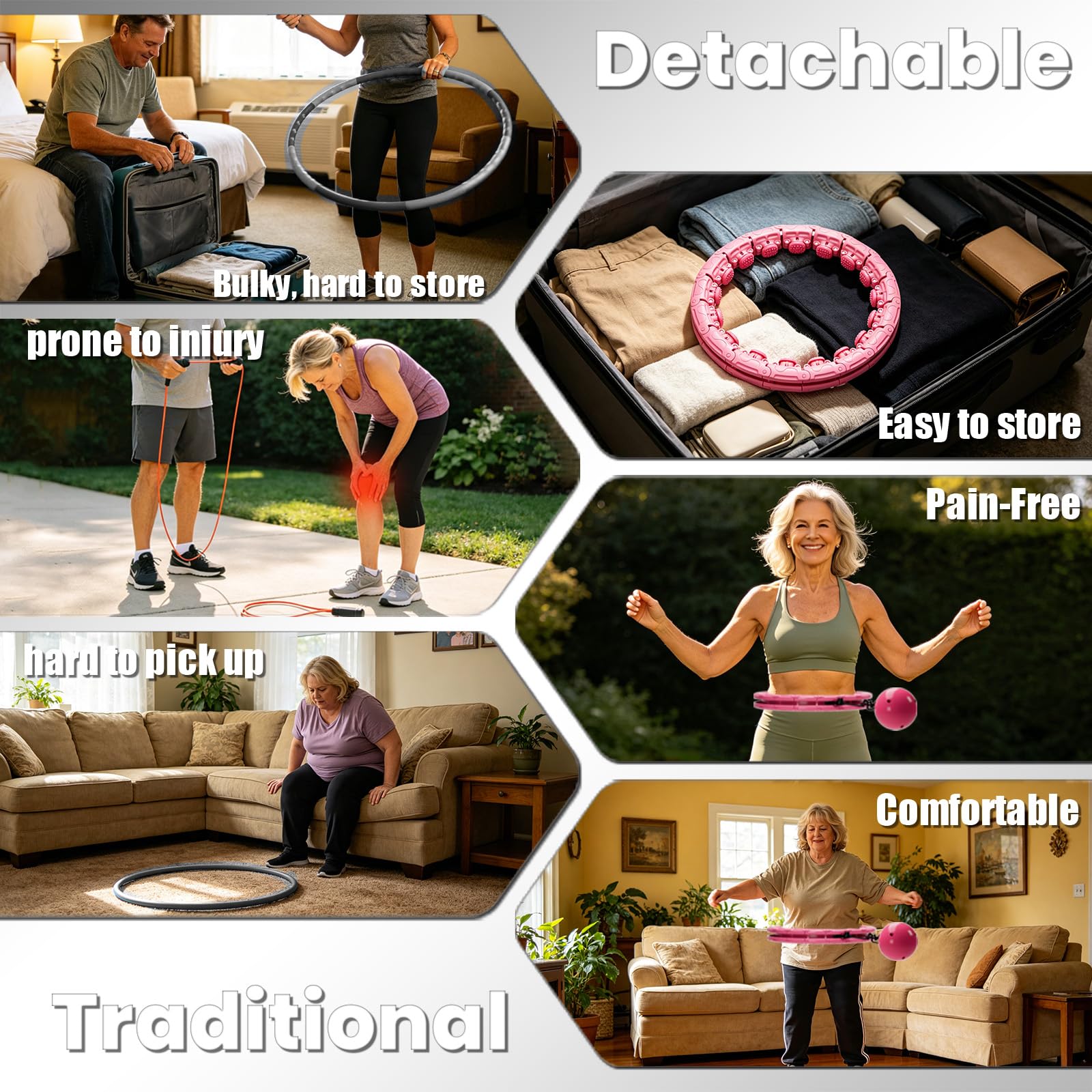 Obciążona obręcz fitness Hula Infinity dla dorosłych, odchudzanie, 2 w 1, inteligentny trening fitness, obręcze hula, z 28 odpinanymi węzłami, obręcz do ćwiczeń, odpowiednia dla kobiet i
