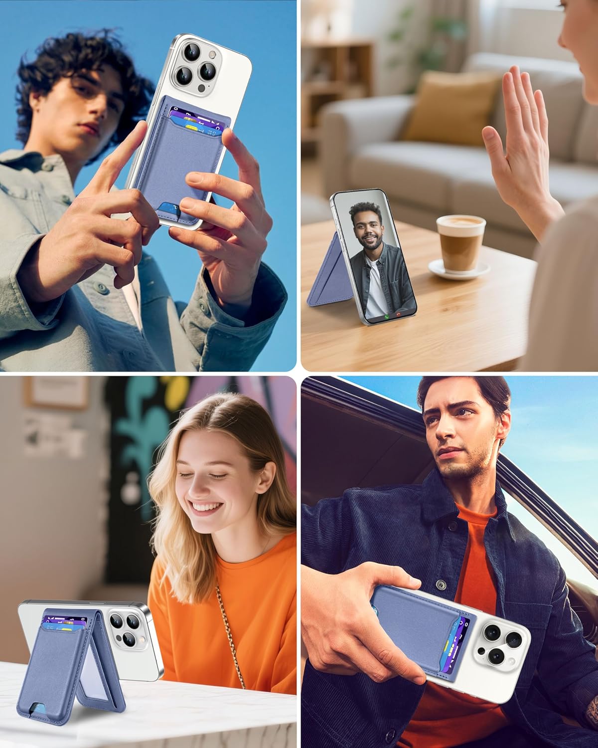 for Magsafe Wallet Stand, Strong Magnetic Wallet for iPhone 17/16/15/14/13/12 Series, Magnetic Card Holder, ID Window, 6 Cards Holder, Vegan Leather, RFID Blocking, Lavender Purple - Image 8