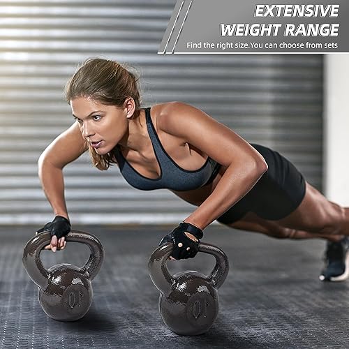 Miniatura 4 de Signature Fitness Peso de pesas rusas de hierro fundido sólido recubierto de vinilo de color multiusos