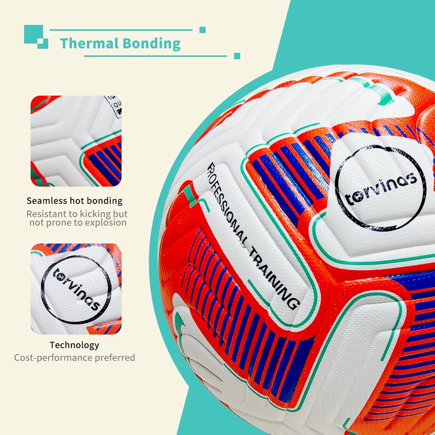 Soccer Ball Size 5,4 – Thermal Bonded Waterproof PU Leather, Professional Training & Match Ball for Youth & Adults, with Pump & Bag, Training Gift Set