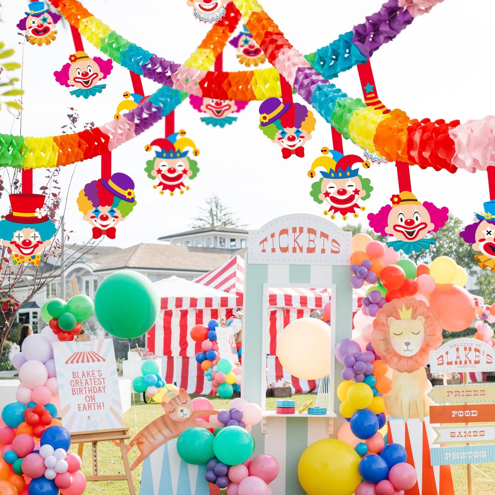 Guirnalda Colgante De Payaso Para Carnaval, 4 Piezas De Papel De Panal 3D, Decoración Colorida Para Fiestas Temáticas, Circos Y Cumpleaños
