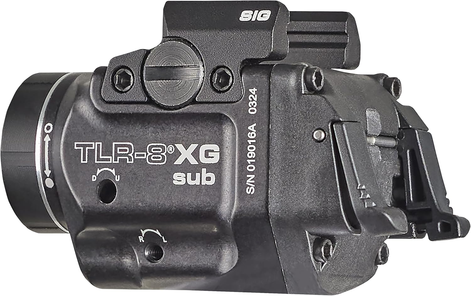 Image demonstrating the lockout feature by slightly unscrewing the front cap of the Streamlight TLR-8 X G sub.