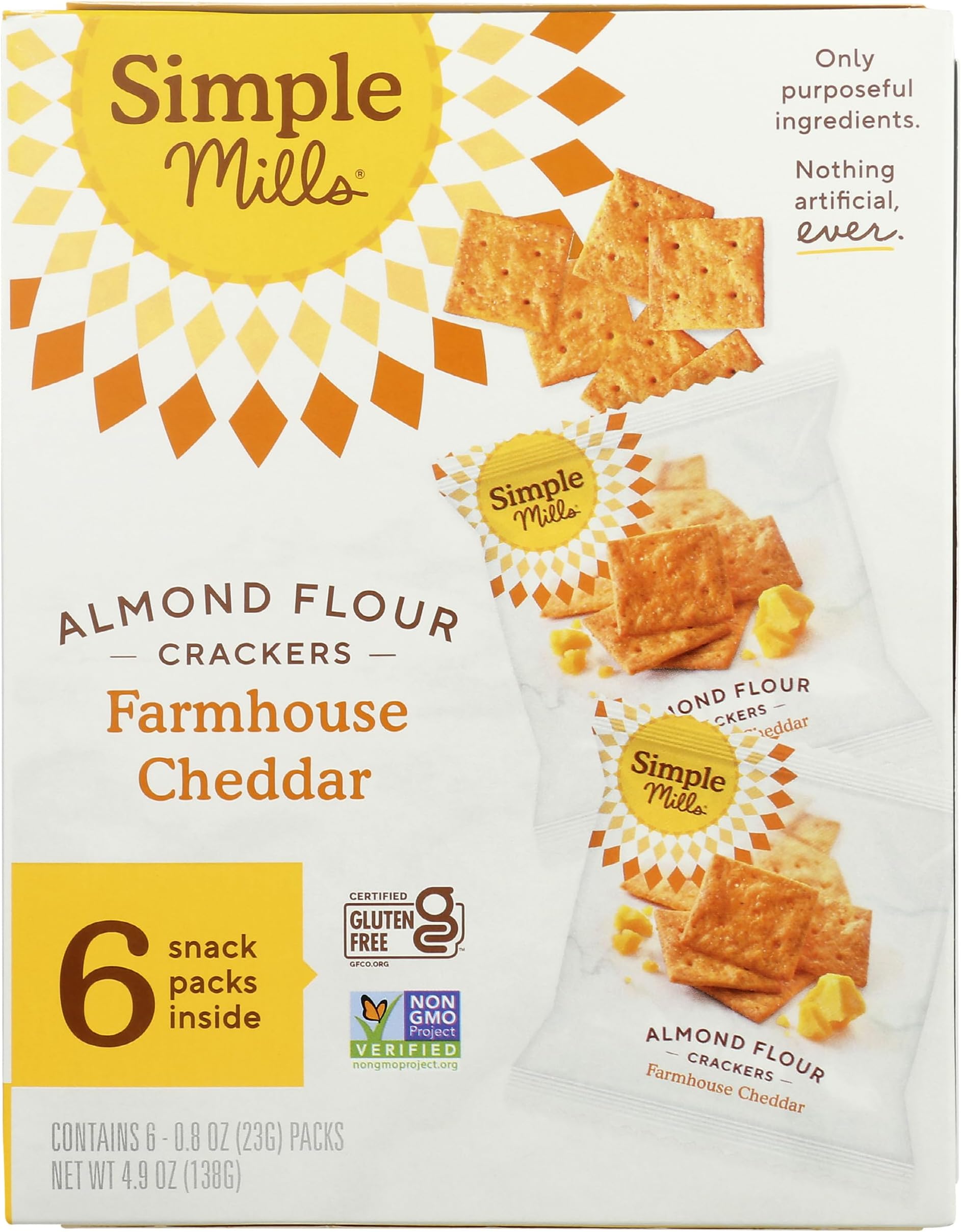 Almond Flour Crackers, Farmhouse Cheddar Snack Packs - Gluten Free, Healthy Snacks, 4.9 Ounce (Pack of 1)