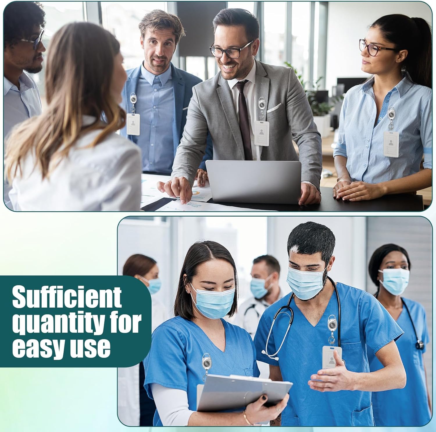 Honoson 50 Pcs Heavy Duty Retractable Badge Reels Batch ID Badge Holder Retractable Clip Bulk Key Holder with Ring for Office Worker Employee, Doctor Nurse Gifts (Transparent White)