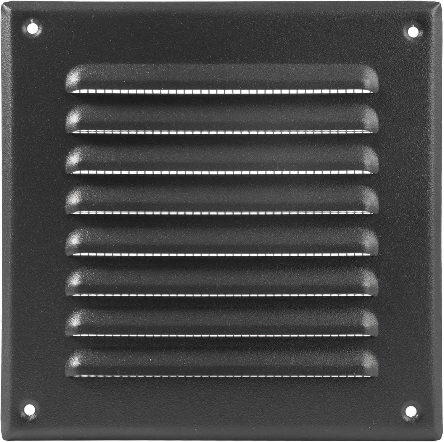 ECOPRO VENT Black 165 × 165mm Metal Vent Cover - Galvanized Steel Louvered Ventilation Grille with Nylon Mesh - Epoxy Coated Wall Air Vent Cover, Indoor & Outdoor Cover, Surface Wall Mount Shed Vent