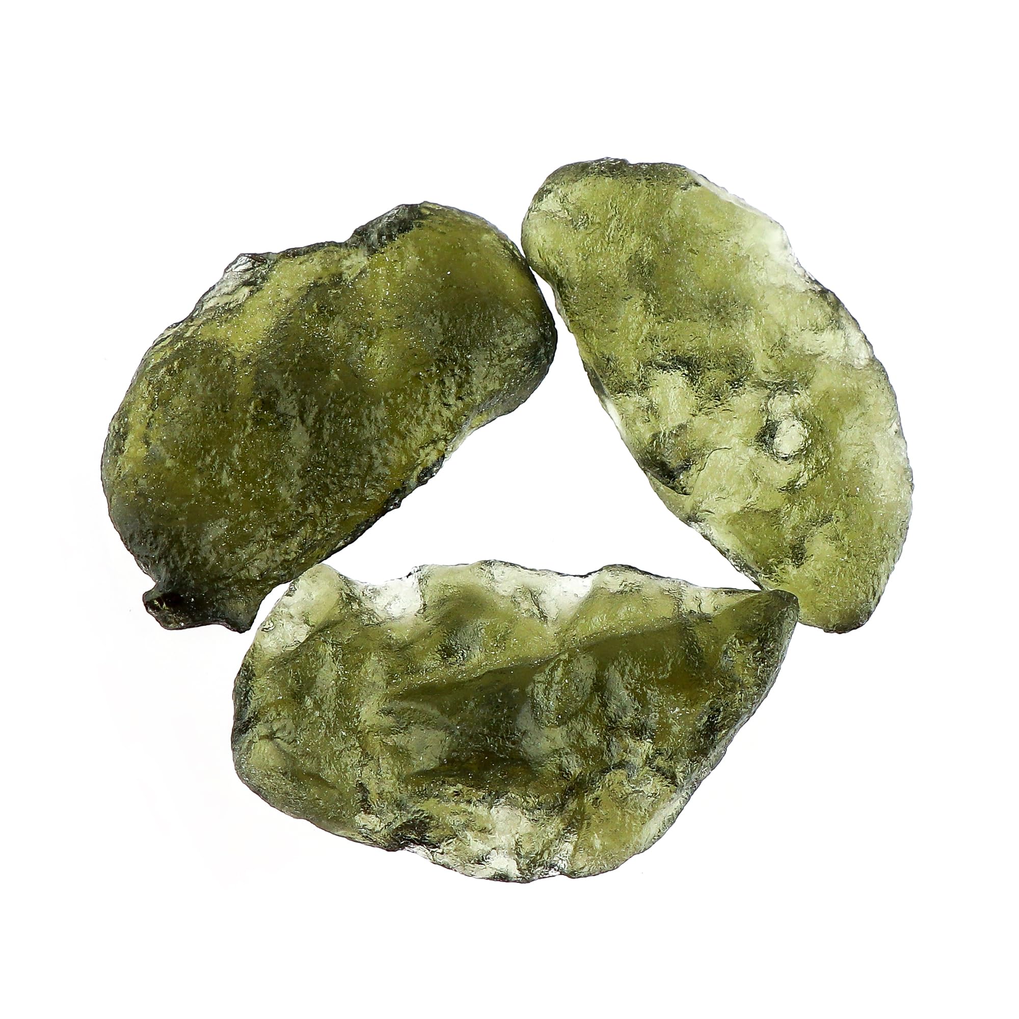 CRYSTALISCRYSTALIS (3pcs) (20+gm) Raw Synthetic Moldavite, High Grade Loose Gemstone Wholesale Bulk Rough Jewelry Making Supply, Chakra Stones, Wire Wrapping, DIY, Gem Collection (20-30mm)