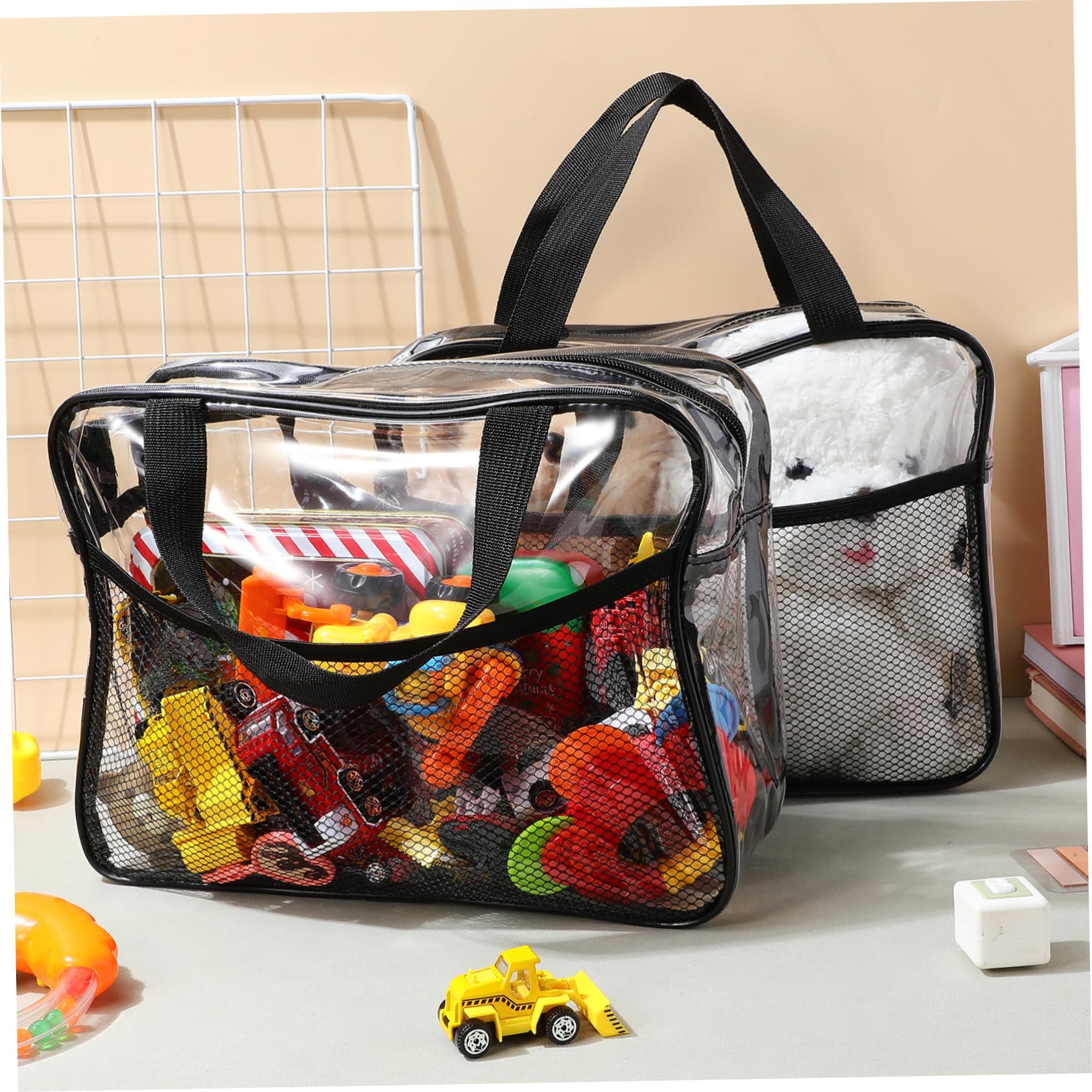 Borsa per Riporre i Giocattoli 4 Pezzi in Pvc Nero