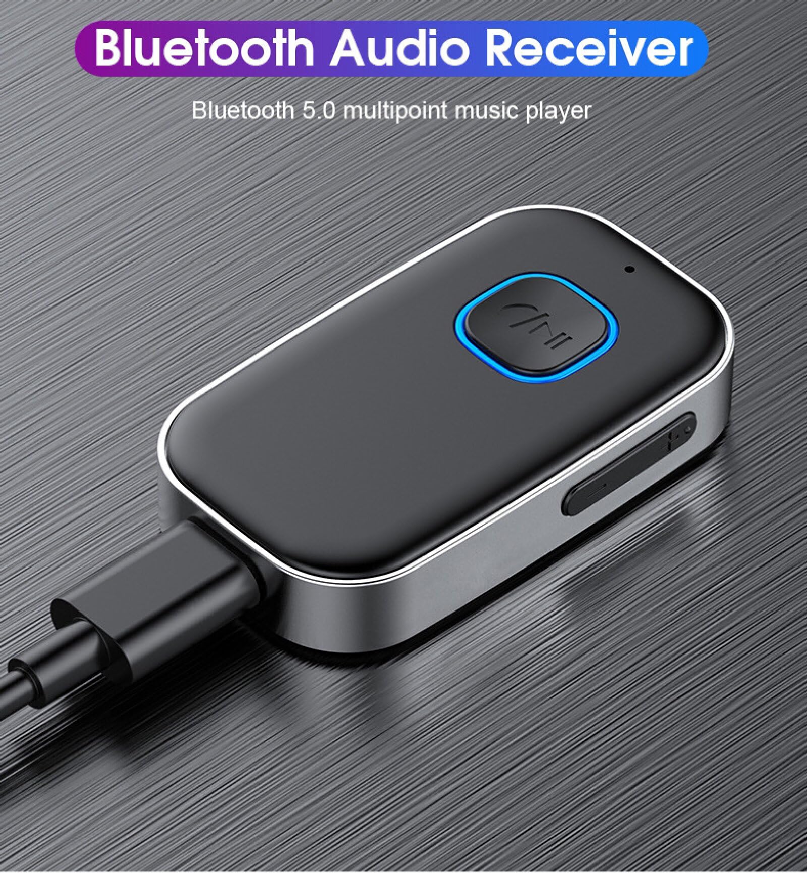 Bluetooth 5.0 Empfänger mit 3,5 mm AUX Auto-Bluetooth-Adapter, Sound-Adapter für Auto-Stereo-Stereo-Headset-Lautsprecher, Freisprechen, Geräuschunterdrückung