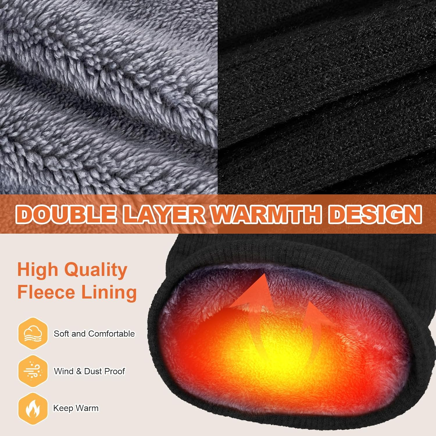 Winter Neck Gaiters for Men Women, 3 Pack Neck Warmer Fleece Lined Windproof Face Cover Cold Weather Scarf Set - Image 2