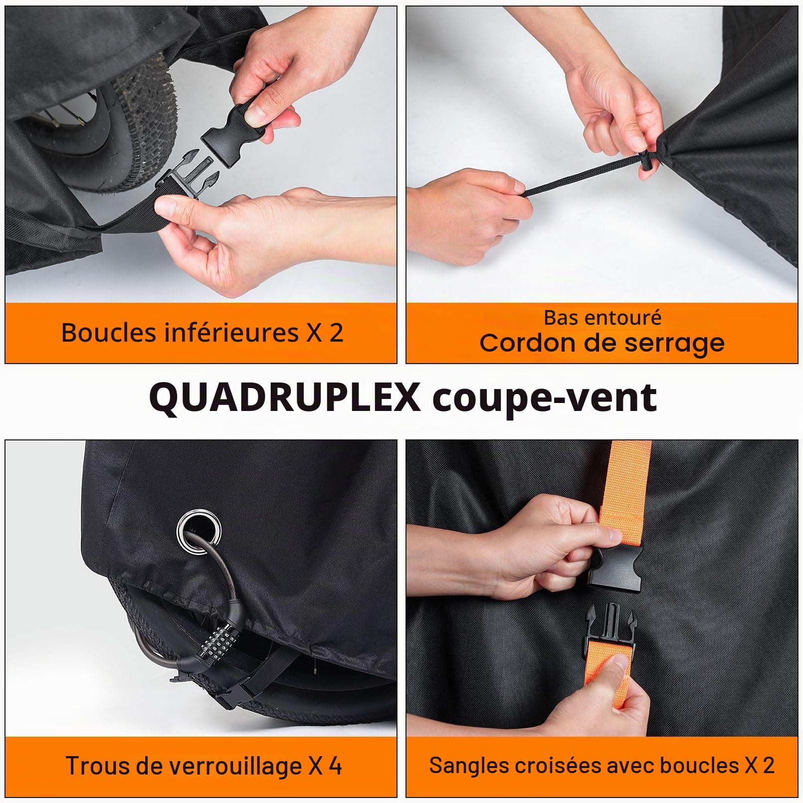 Housse de vélo robuste 800D pour le transport de 2 vélos, housse de vélo d'extérieur pour 2 vélos sur porte-vélos arrière, housse imperméable et coupe-vent pour vélo électrique avec sangles