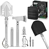 PATHWAY NORTH Survival Shovel and Camping Axe – Stainless Steel Tactical Survival Multi-Tool and Survival Hatchet Equipment for Outdoor Hiking Camping Gear, Hunting, Backpacking Emergency Kit(Silver)