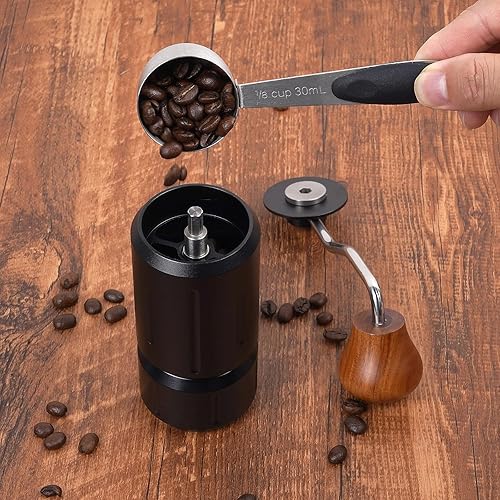 Miniatura 5 de Mini molinillo de café manual, molinillo de café de mano, capacidad de 0.88 onzas de grano de café con rebaba cónica, 12 molinillo ajustable ajuste