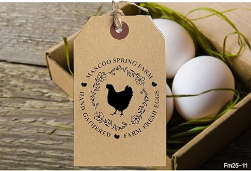 Miniatura 2 de Personalized Farm Fresh Eggs Ranch Carton Stamps Chicken Eggs Hand Gathered Stamper Wooden Rubber Stamp (2.5x2.5 inches)