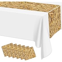 6Pcs Straw Table Runner Rectangular Farm Table Cloth Hay Stacks Table Runner for Western Barn Farm Barbecue Birthday Party Decorations, 14 x 108inch