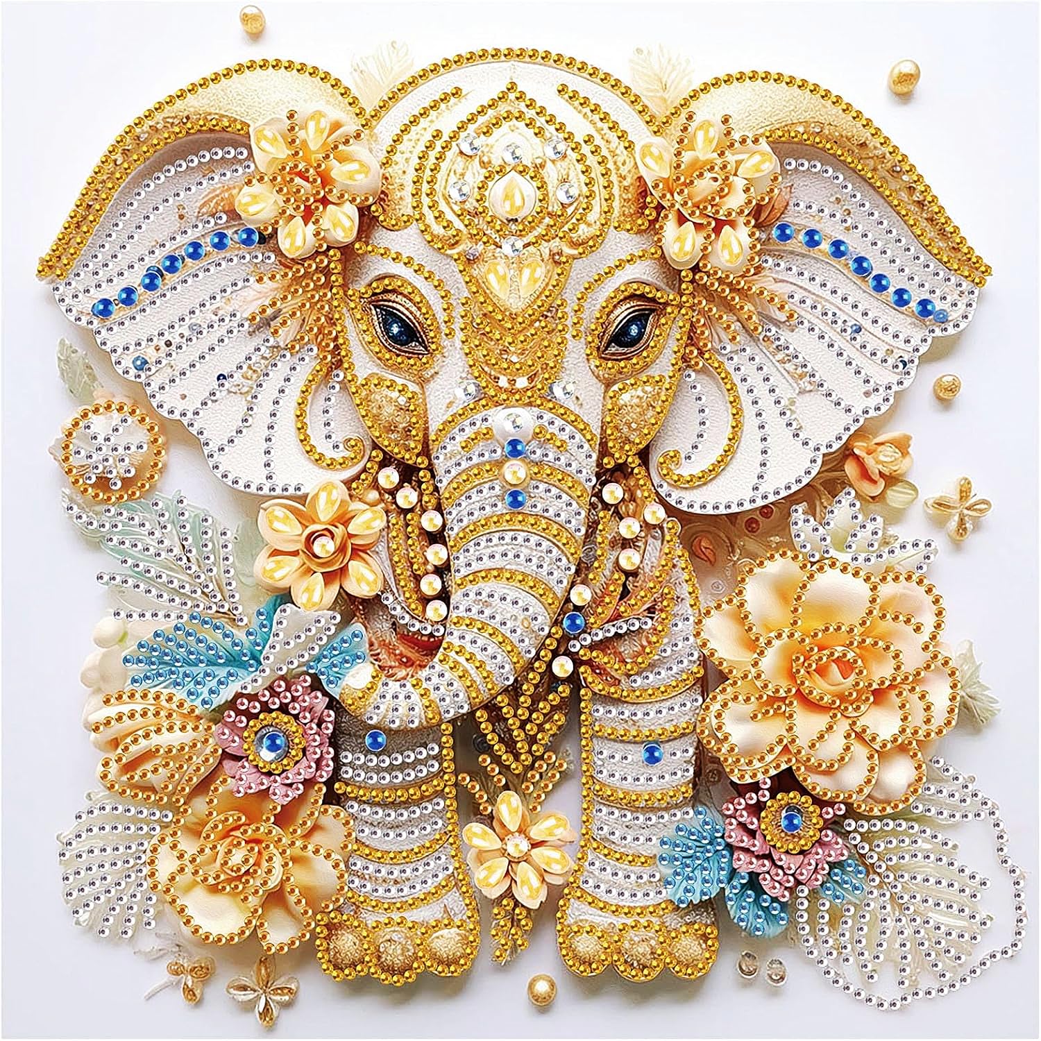 Flavizo Elephant Design Diamond Painting Kit 30x30cm DIY Art Complete Kit | Clear Canvas | Vivid Resin Diamonds-image-27