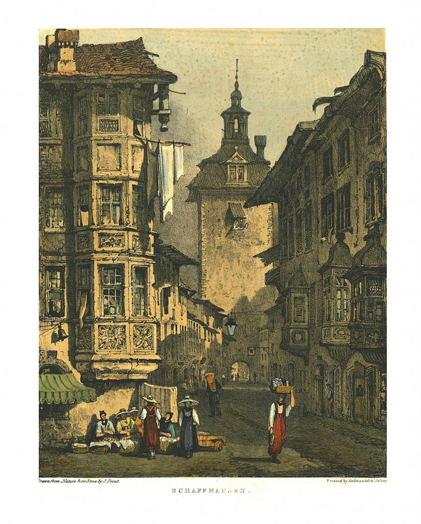 ARTXLXXBN Famous Print Painting Colorful Art Print Schaffhausen by Samuel Prout Canvas Art Decorations for Home Decor 60x90cm