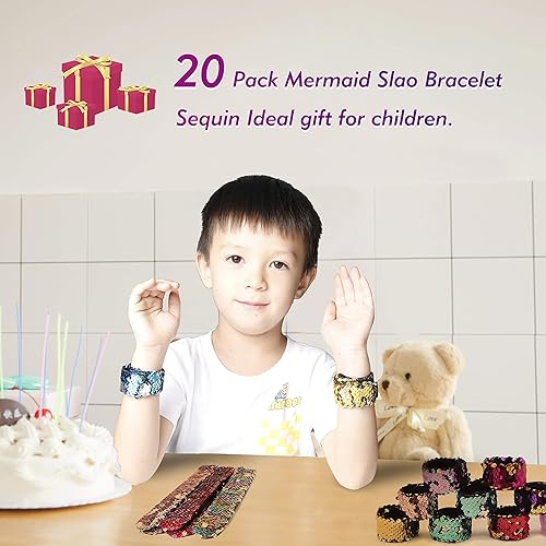 Miniatura 7 de Paquete de 20 pulseras reversibles de 2 colores, lentejuelas para escenario, hebilla de cola de caballo, accesorios para el cabello, accesorios para