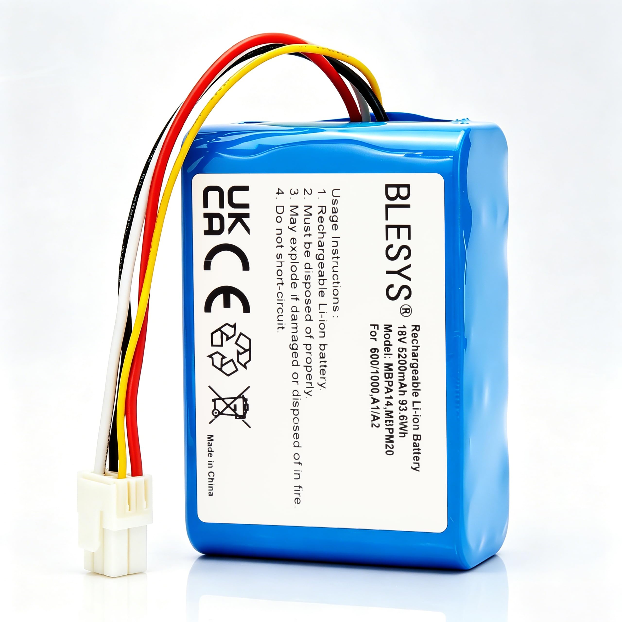 BLESYS Batería de repuesto MBPM20 de 18 V 5200 mAh para robot cortacésped, batería de iones de litio compatible con MOVA 600/1000, ViAX 250/500 y LiDAX Ultra 800/1200/1600