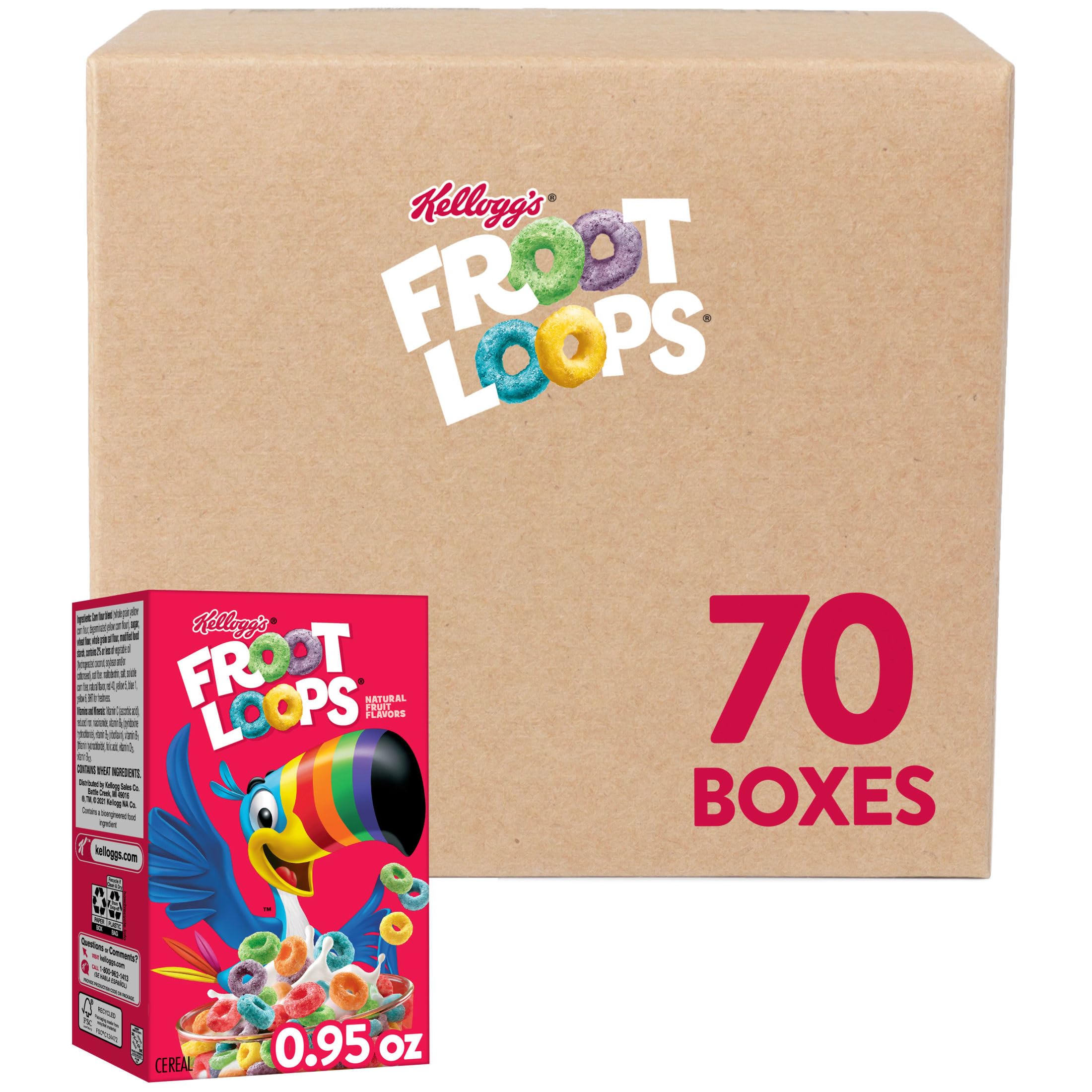 Kellogg's Original Breakfast Cereal .95oz 70 Count by Froot Loops – 0.06 Ounce (Pack of 70), Pack of 70, Model 00038000219733