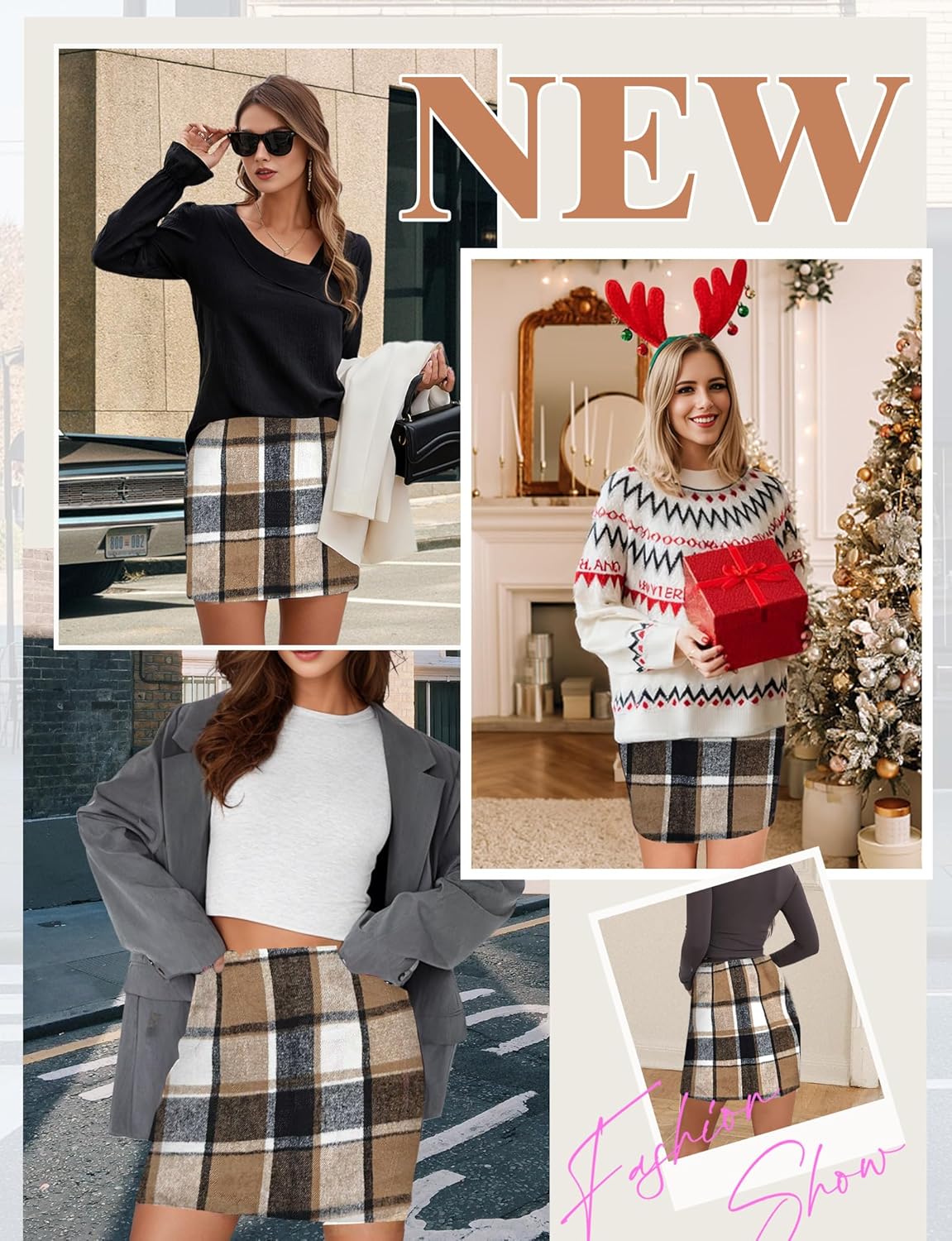 Plaid Skirts for Women, Pencil Mini Skirts for Women High Waist Bodycon Christmas Holiday Fall Winter Skirts 2026 Trendy - Image 6