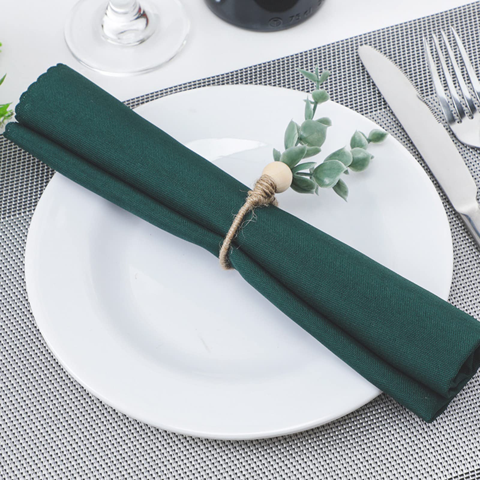 6 Anneaux De Serviette Décoratifs Feuilles D'eucalyptus Artificiel - Pour Mariage, Fête, Décoration De Table