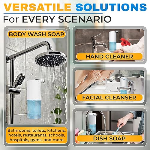 Miniatura 9 de Dispensador automático de jabón sin contacto  Dispensador automático de jabón de manos de 13.5 onzas, espuma ajustable de 4 niveles, recargable y