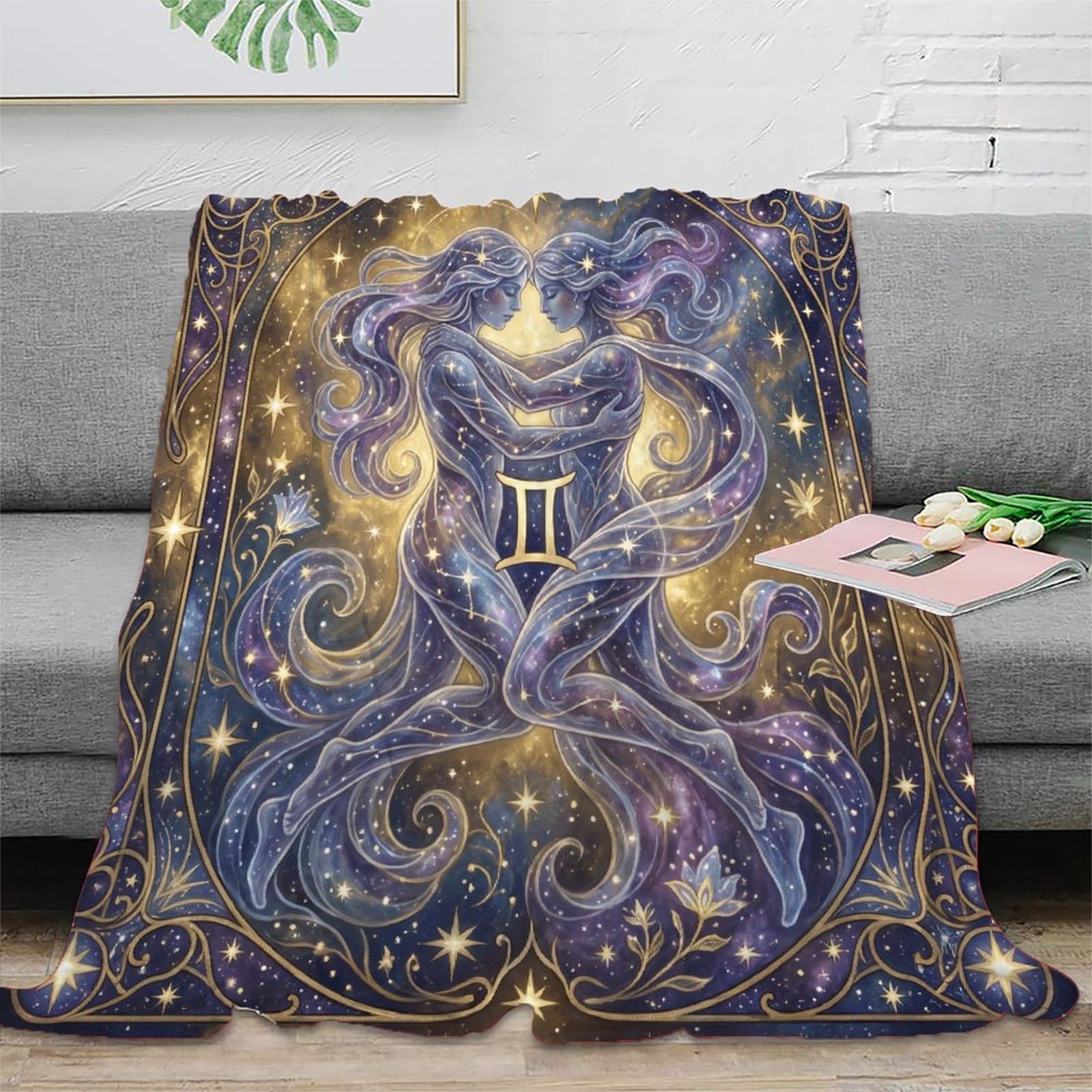 W7C8U2X3 Gemini Zodiac Celestial for for Soft Throw Blanket, Guest Bed Room