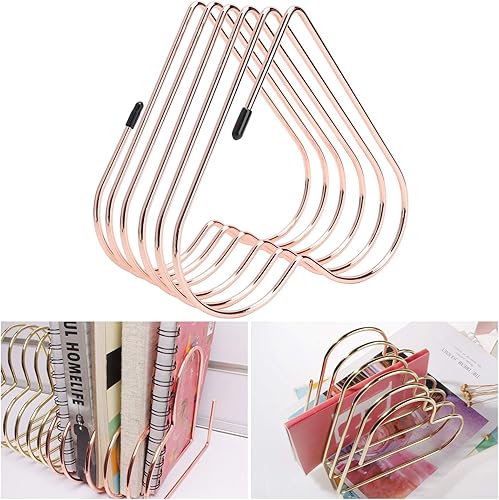 Miniatura 9 de QANYEGN Estantes versátiles para carpetas de archivos, estante de almacenamiento de escritorio con forma de corazón, soporte telescópico para