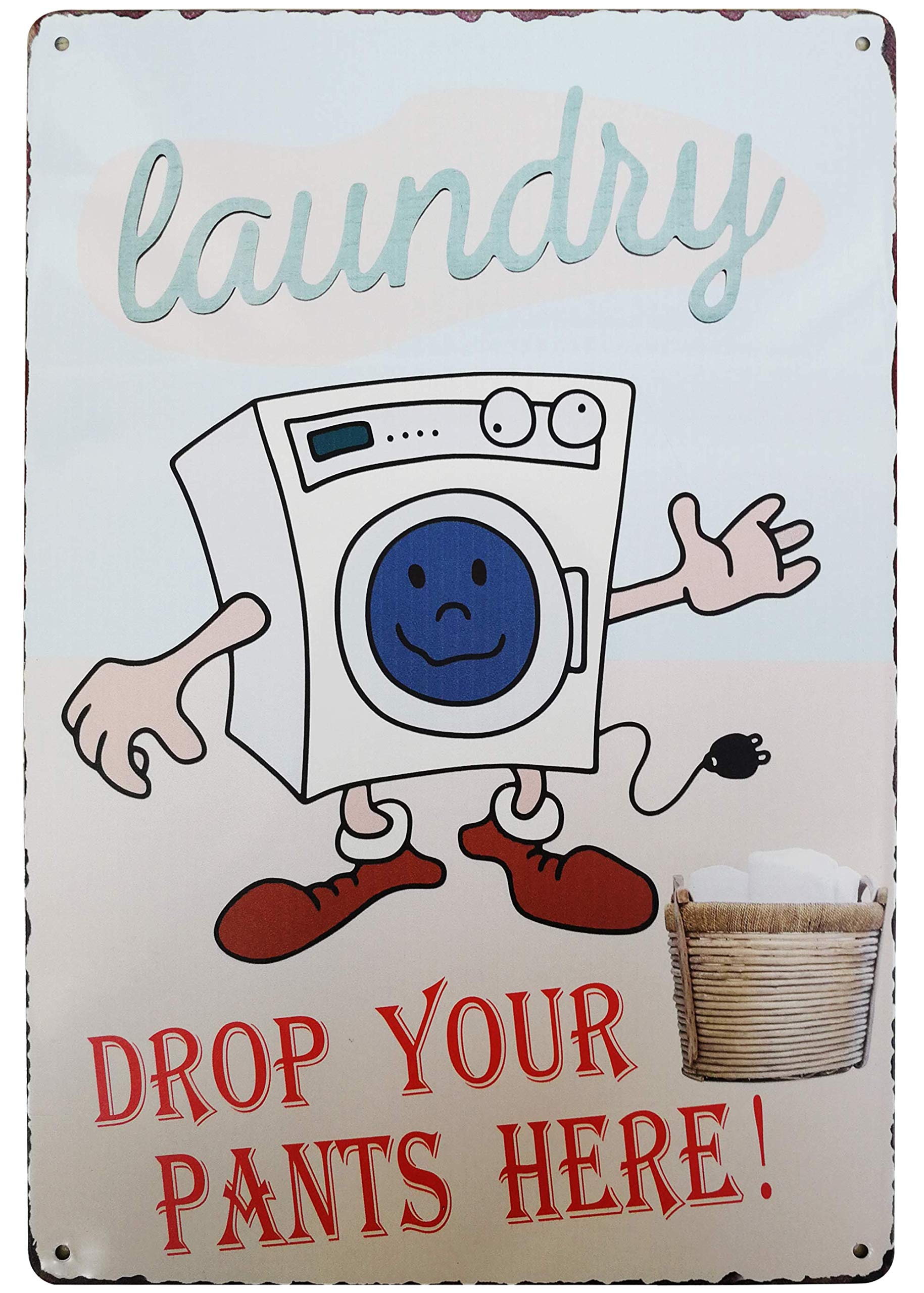 Kwqdozf As Pic Vintage Metal Tin Sign Drop Your Pants Here Wall Art Laundry Room 8X12 Inch
