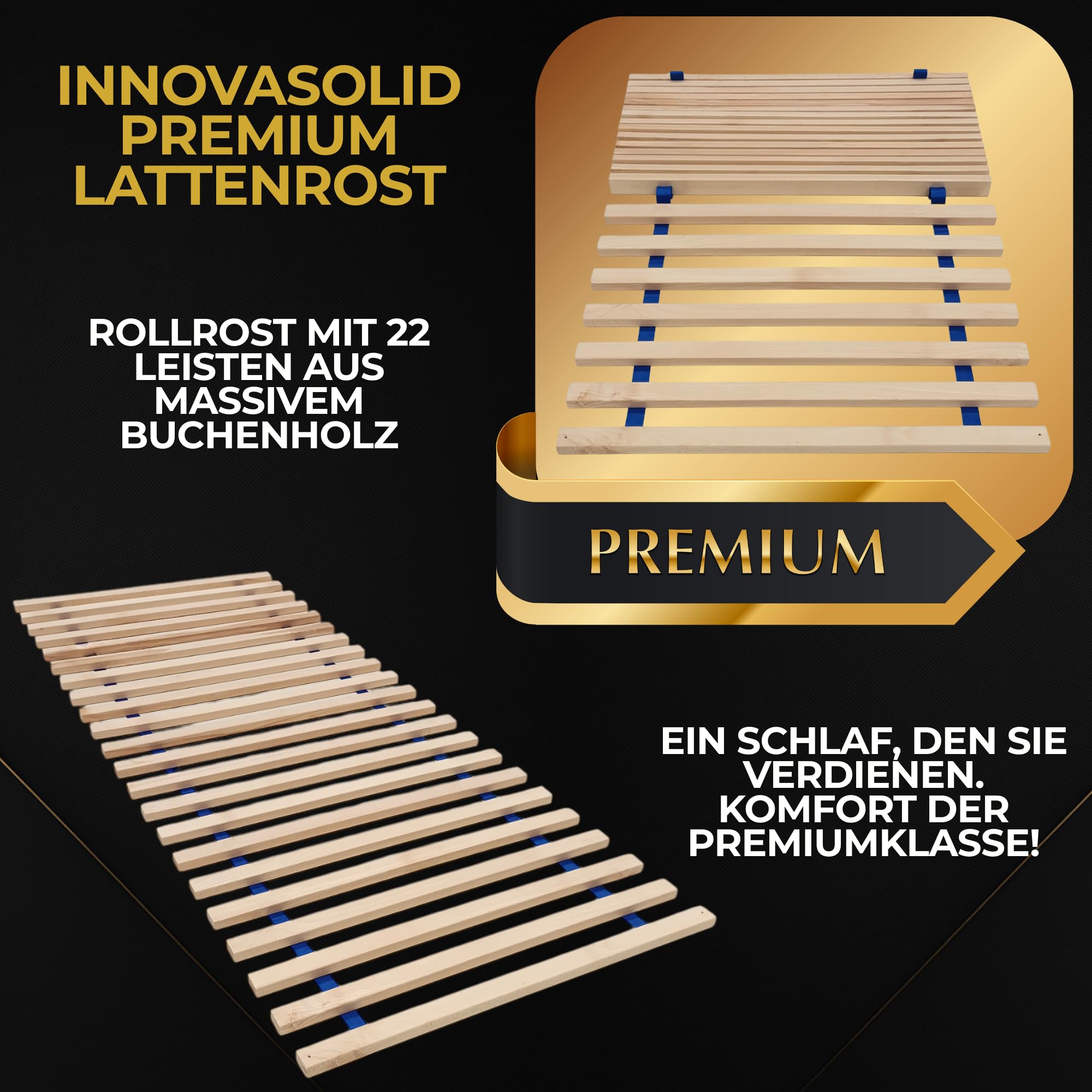 INNOVAHOME Premium Rollrost 140x200 - Zweiteiliger Buchenholz Lattenrost