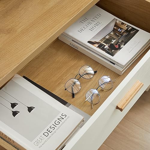 Miniatura 8 de SSLine Cómoda de 4 cajones cómoda moderna con mango y patas de madera maciza gabinete de almacenamiento para la cómoda organizador de cajones de