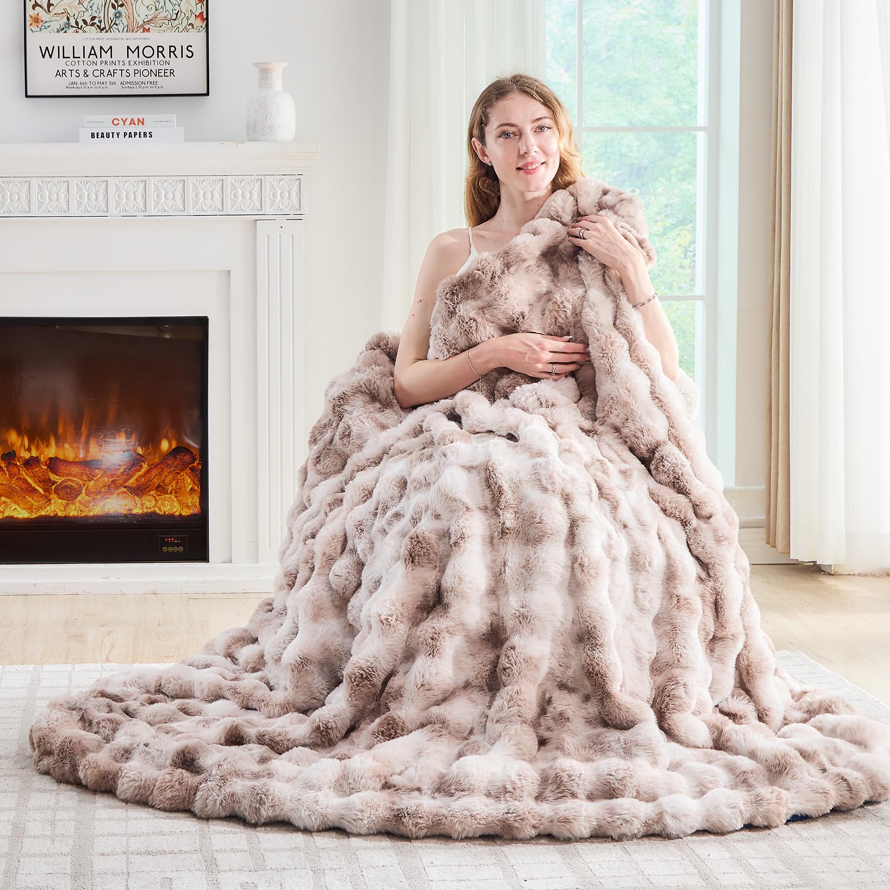 Amazon.com: Lotus Karen Faux Fur Throw Blanket Tie-Dye Beige - Big