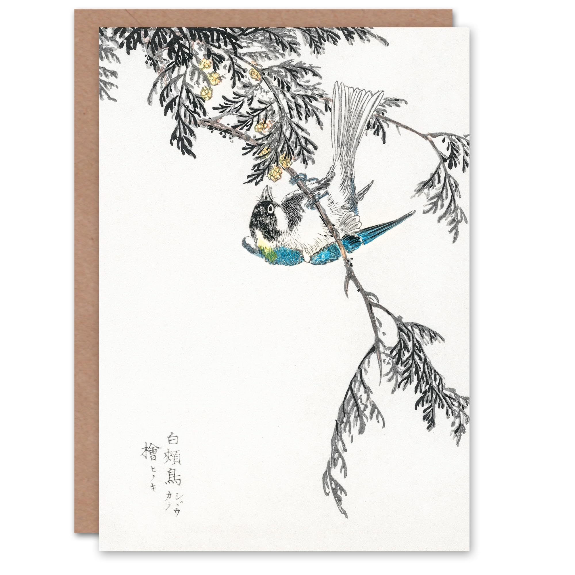 Artery8 Numata Kashu Art Card Great Tit and Japanese Cypress Japanese