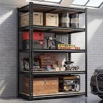 Bepatio 2520 LBS ajustable 5 Étagères de rangement Tier Unité de rayonnage de garage de service lourd, étagères en métal Étagère de rack pour sous-sol, entrepôt, atelier 71.8" H x 40" W x 19.8" D, Noir