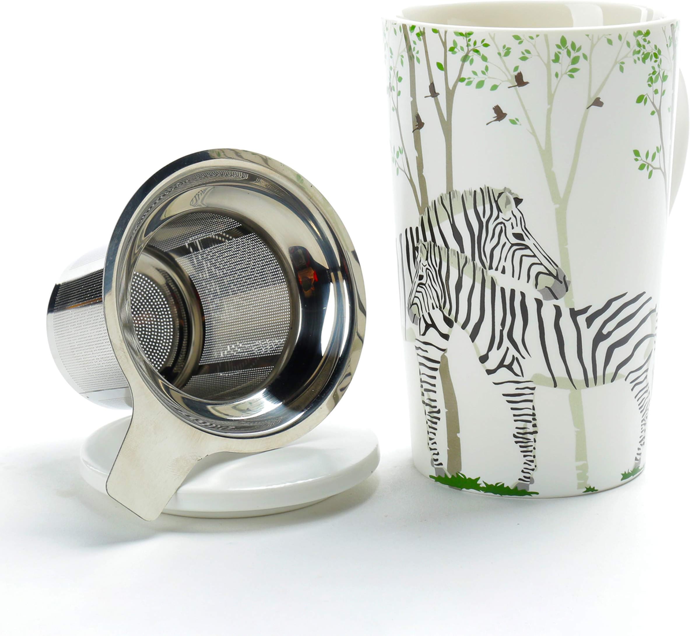 TEANAGOO Bone China Tea-Mug with Diffuser and Lid, 18 OZ, Zerba, M58-1, Tea-cup with steep Steeper, Brewing Strainer, porcelain tea cup with infuser and lid Brewer Set Women, porcelain mug with lid…