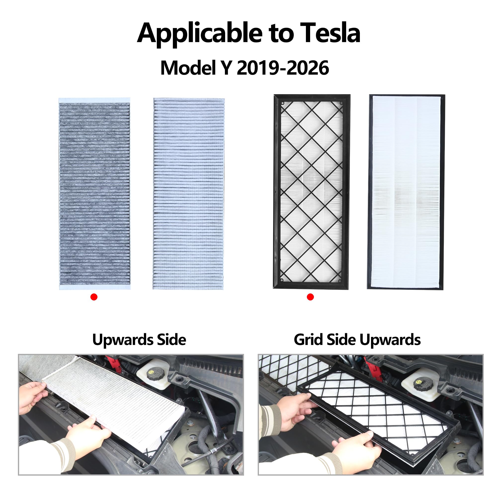 Arcoche Per Tesla Model Y 2019-2025 Filtro aria HEPA esterno con carbone attivo, modalità di ricircolo esterno, filtro dell'aria di ricambio per modalità Tesla BioDefense (4 pezzi)