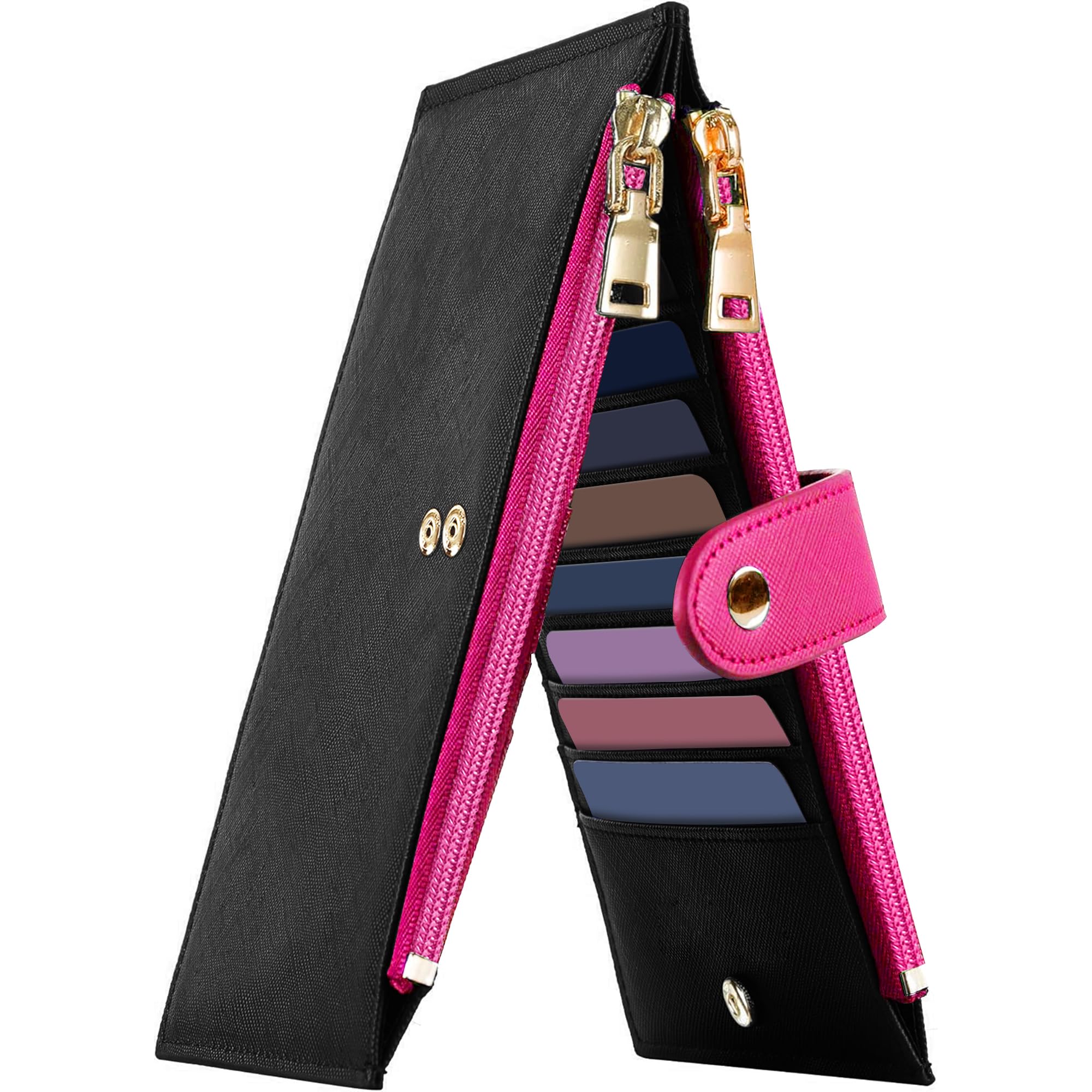 Travelambo RFID Wallet Women Bifold Multi Card Wallet Case with Zipper Pocke Credit Card Holder for Women