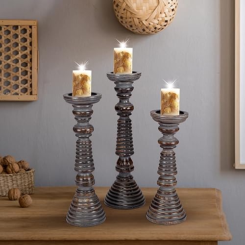 Miniatura 3 de The Wooden Town - pilares decorativos de madera para velas