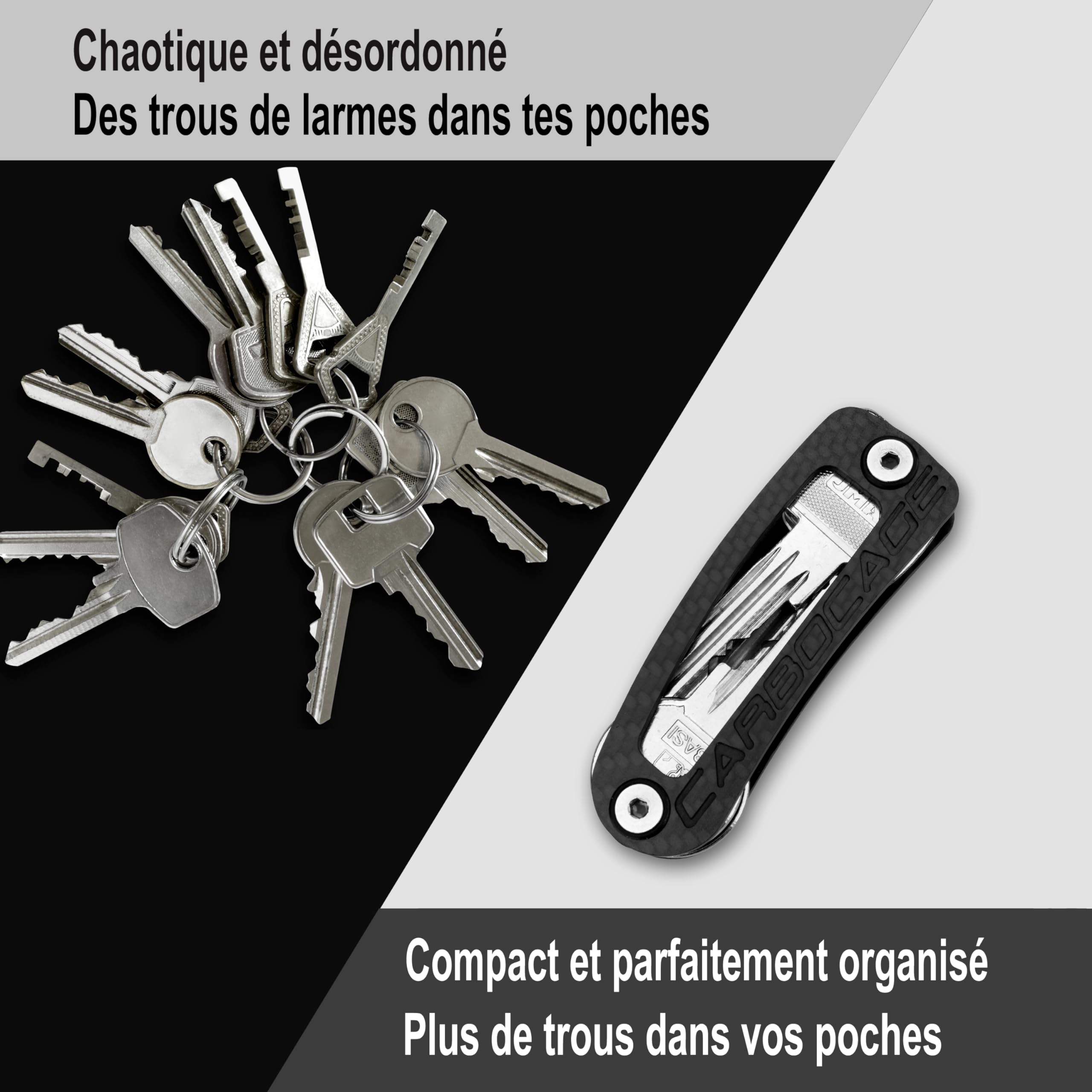 KEYCAGE-L’Organisateur Elegant DE Vos CLES - en Carbone-Made in Germany