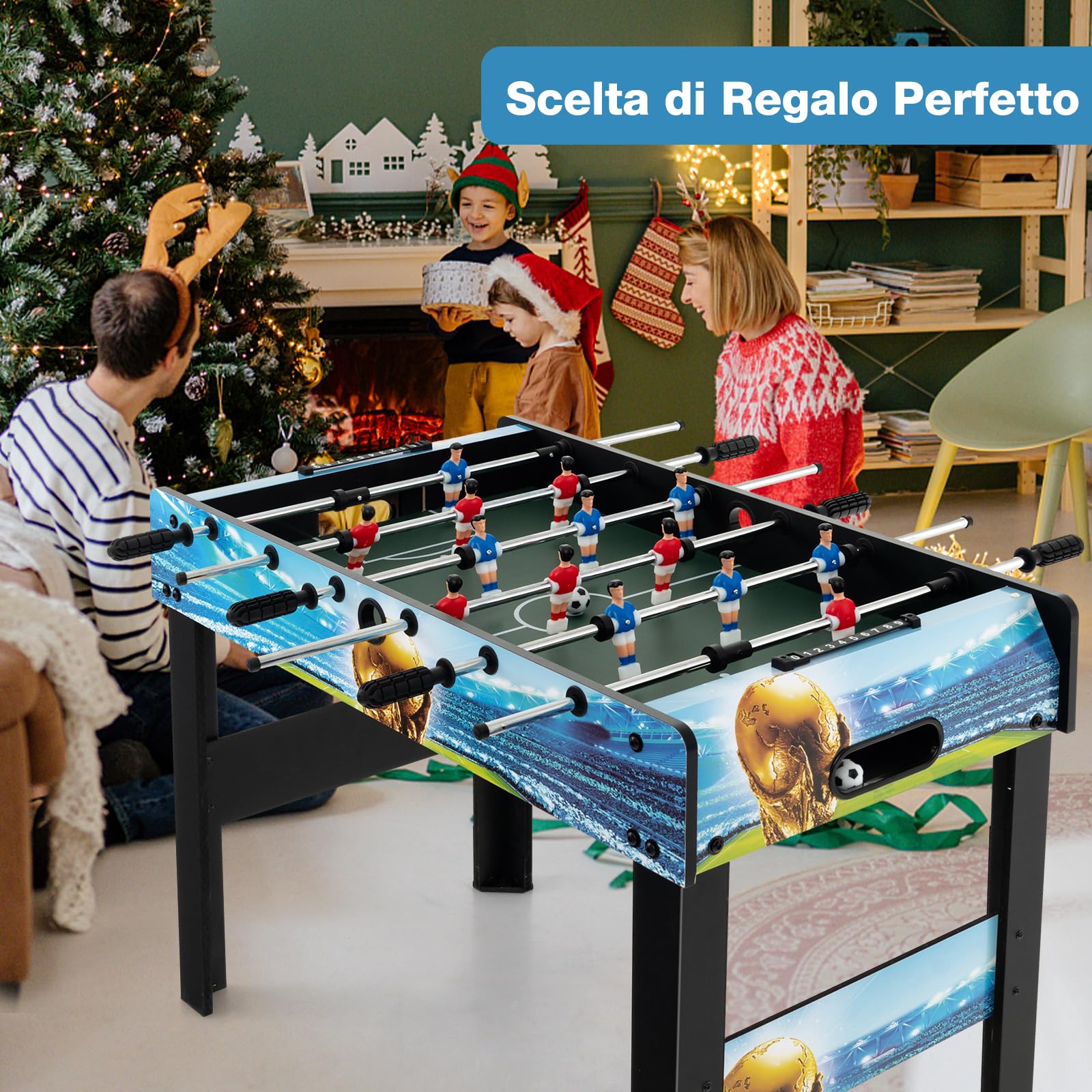 RELAX4LIFE 2-in-1 Calcio Balilla, Calcetto con Gambe Staccabili, Manici Ergonomici, 2 Palline, Segnapunti per Adulti e Bambini, per Casa, Ufficio, Bar