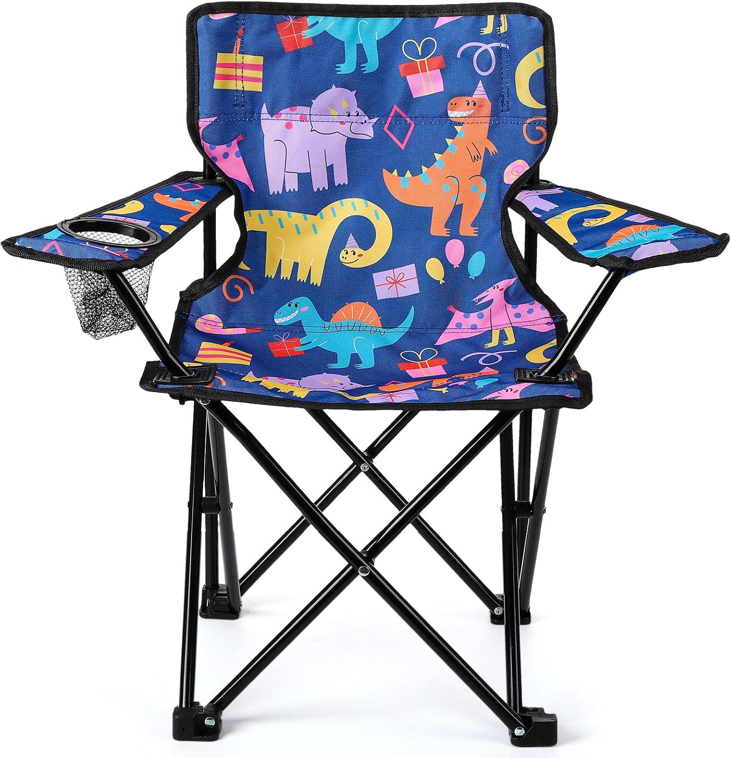 KABOER Kids Outdoor Folding Lawn and Camping Chair with Cup Holder and Carrying Bag, Children's Camping Chairs Multicolor Dinosaur