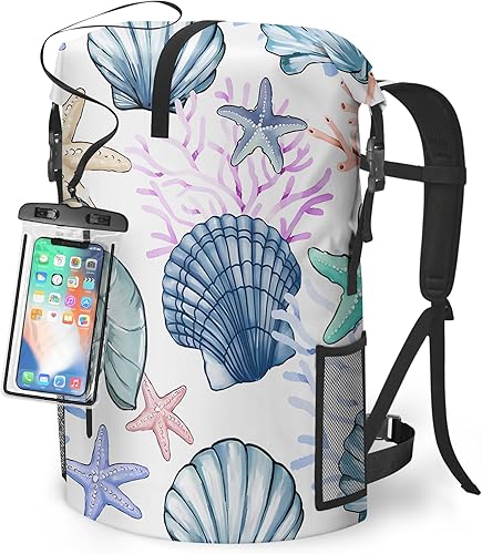 Miniatura 21 de Bolsa seca impermeable resistente para kayak y senderismo con cierre de enrollado - Mochila impermeable para teléfono 35L/55L/85L con diseño náutico