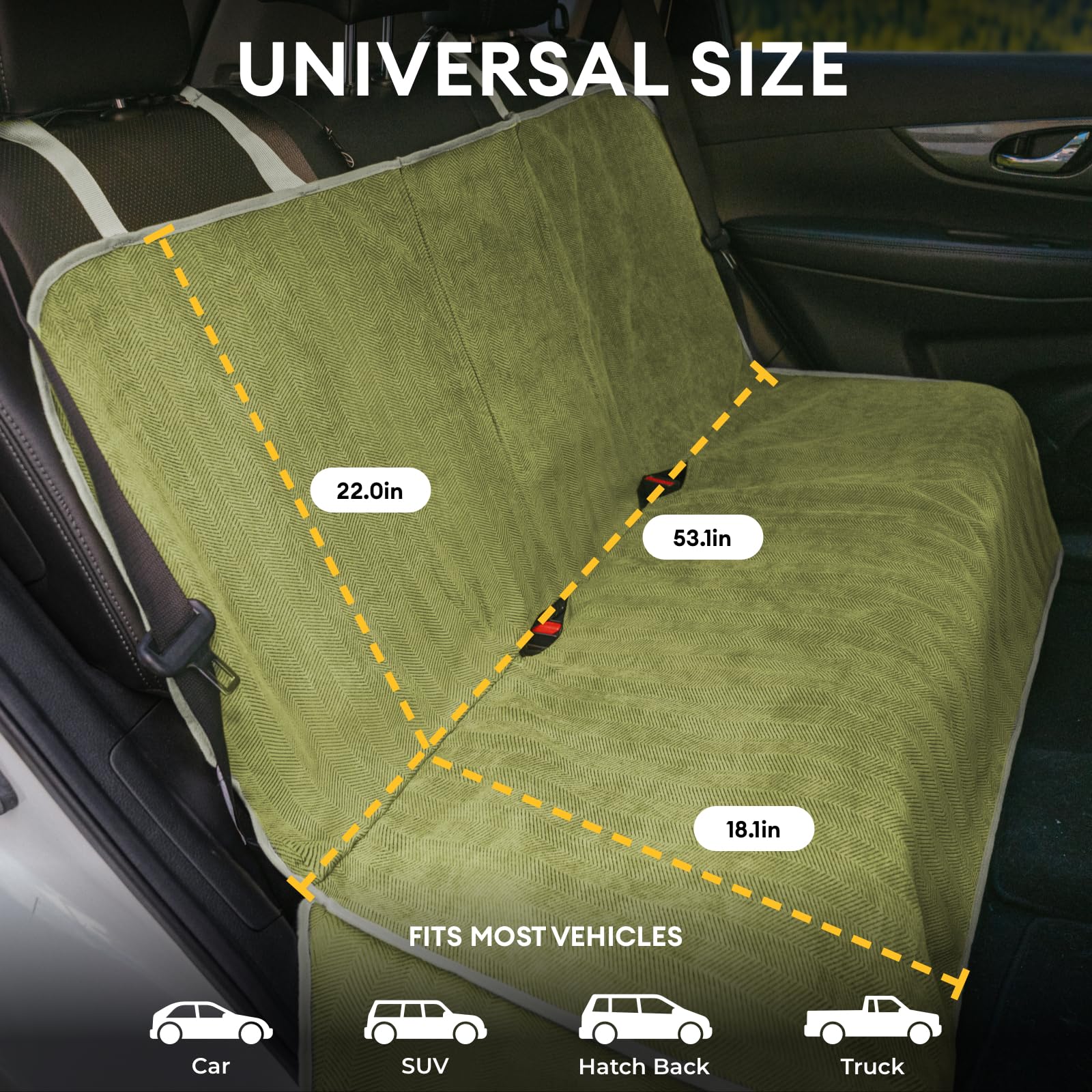 FUNNY FUZZY Dog Car Seat Cover for Back Seat, Waterproof, Scratchproof Car Seat Protector for Dogs Nonslip, Dog Back Seat Covers for Cars, Trucks and SUVs, Back Seat(18.1''W x 53''L×22" H) - image 2